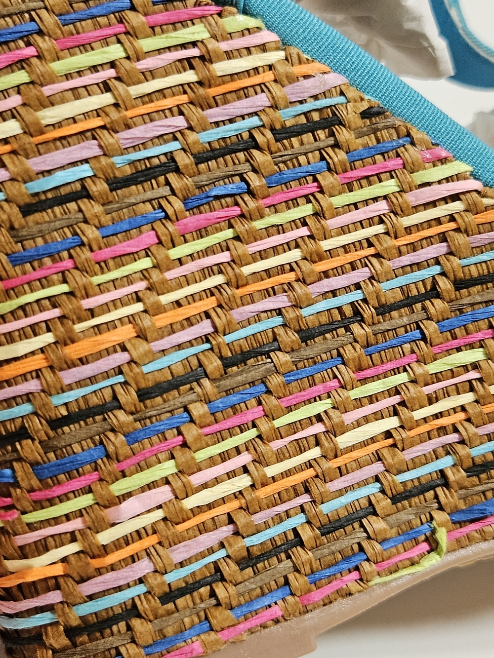 *NIB Qupid Multicolor Woven Espadrille Wedge Platform Sandals Turquoise Sz 8.5 - Picture 3 of 14